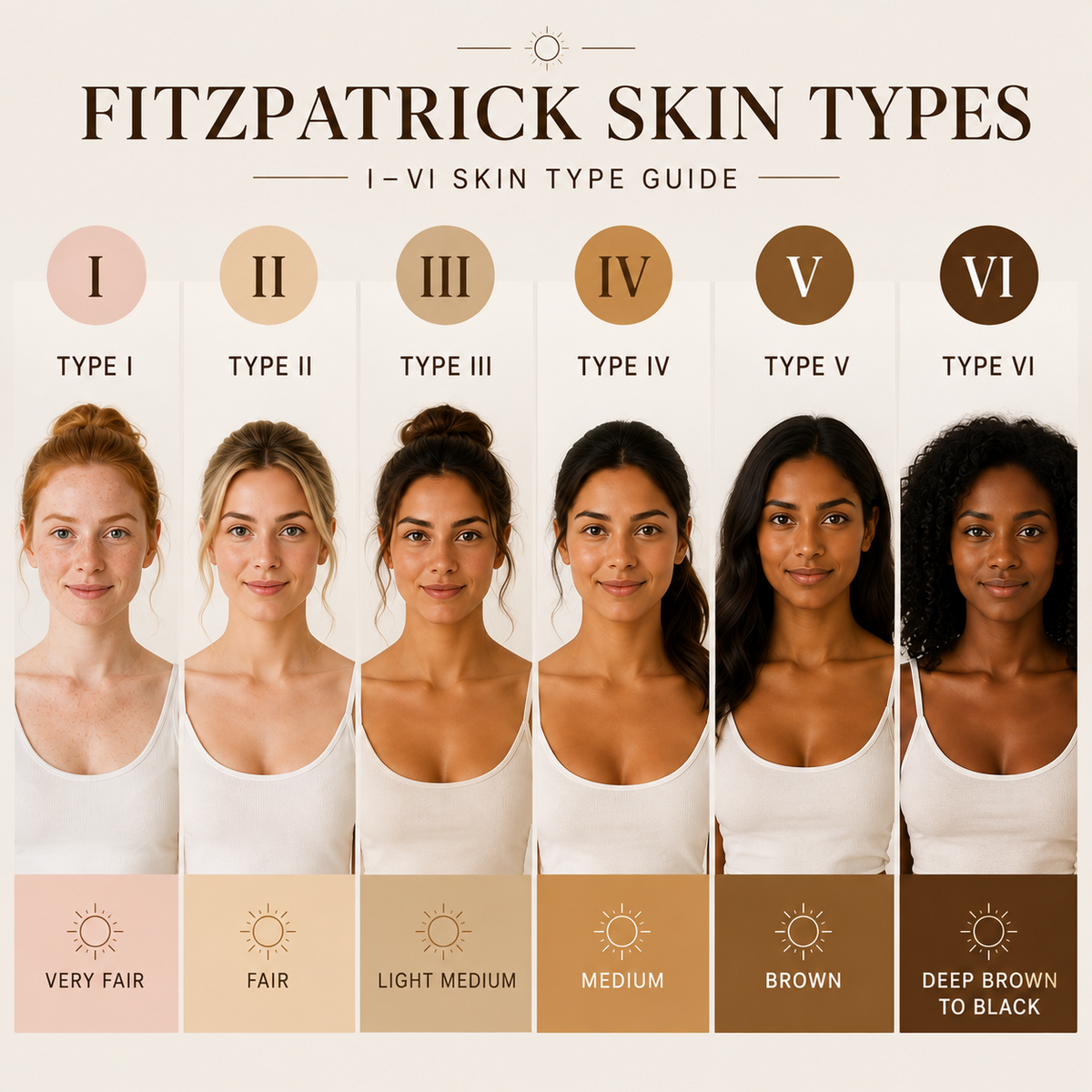 Fitzpatrick skin types and tanning response