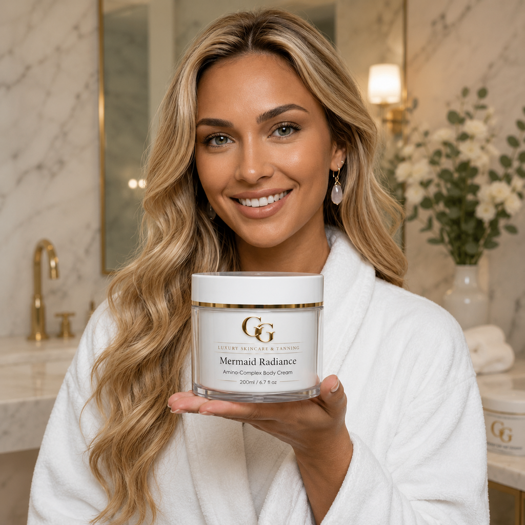 Goldy Glow SNAP-8 Mermaid Radiance Peptide Moisturiser, an Australian-made premium peptide moisturiser designed to hydrate and support smoother-looking skin.