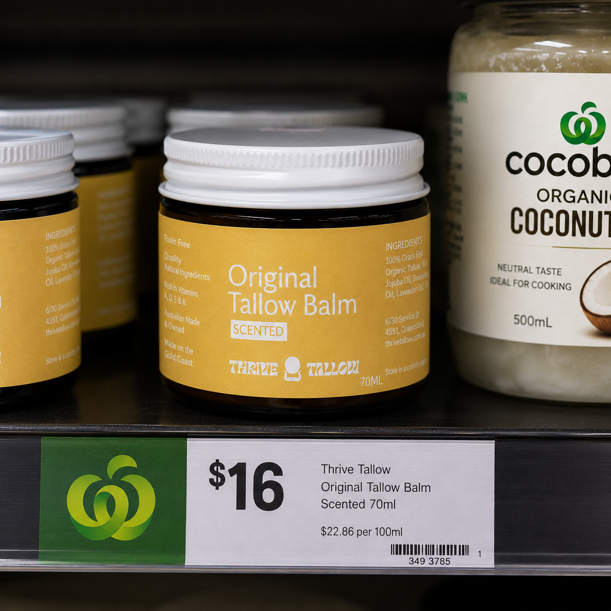 Tallow balm and tallow moisturiser products available at Woolworths Australia