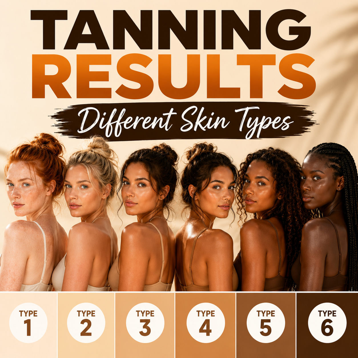 Different skin types and tanning results comparison
