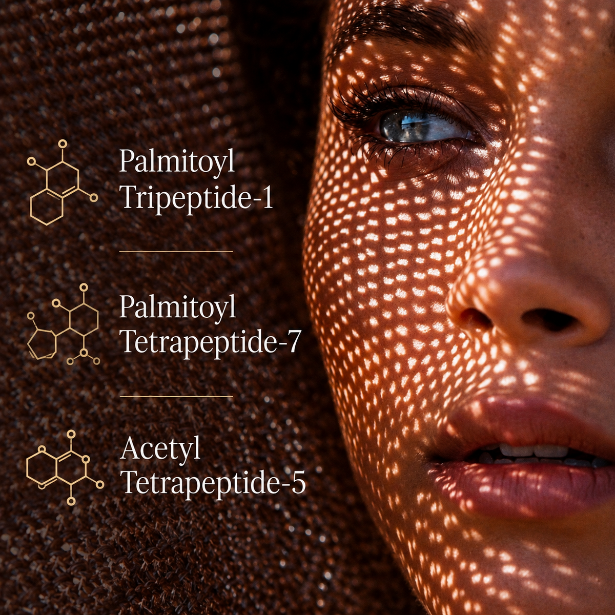 Three cosmetic peptides in Burleigh Bronze tanning oil