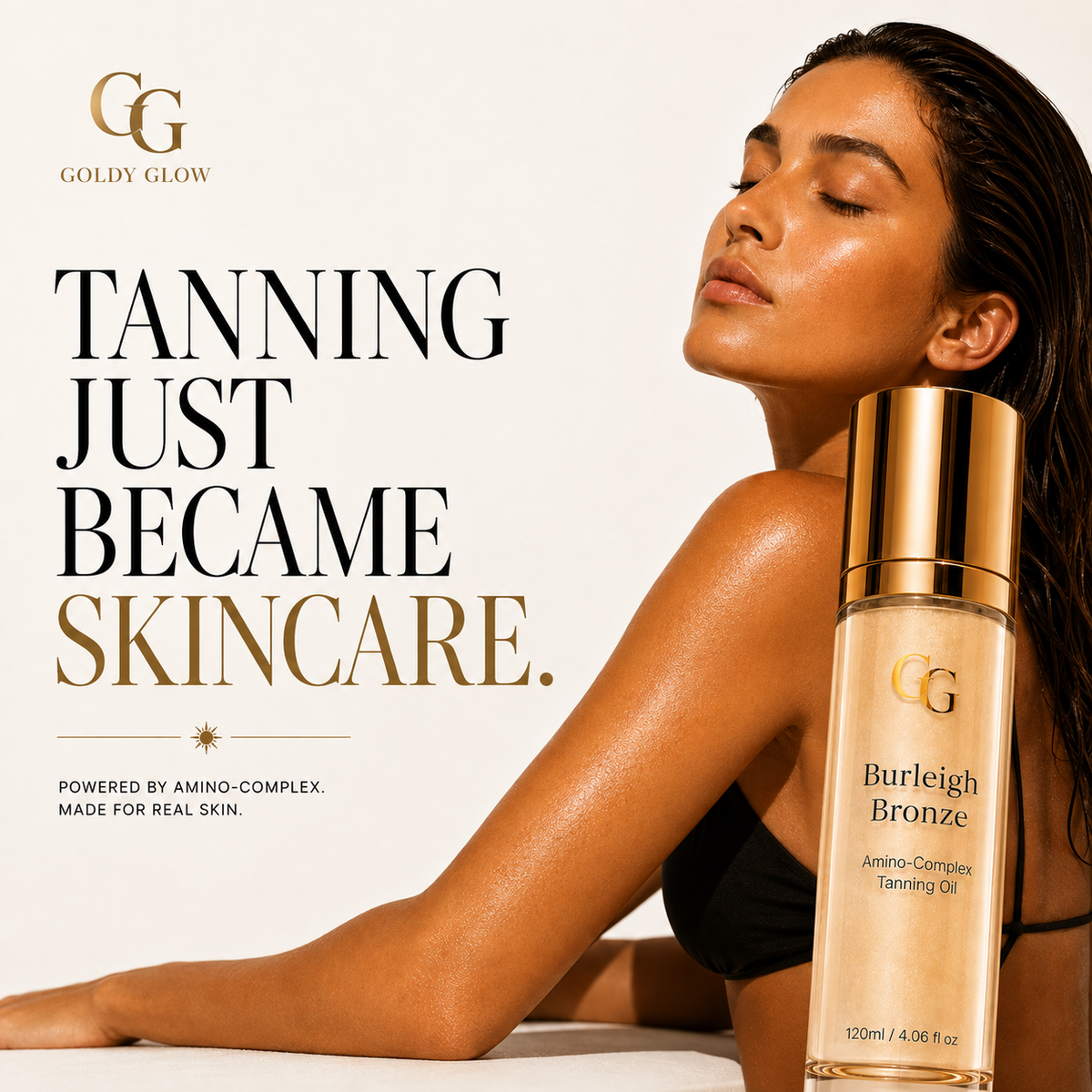 Traditional tanning oil vs skincare-led peptide tanning oil Burleigh Bronze